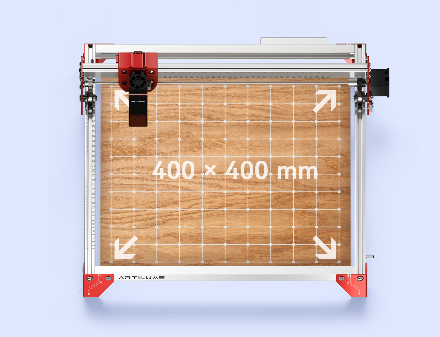 400 × 400 mm
Large-Format Workspace
