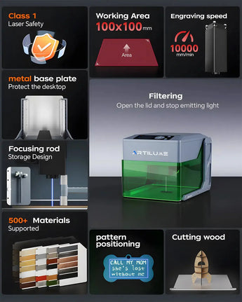 ARTILUME F1 Small Desktop Metal Laser Engraver ARTILUME