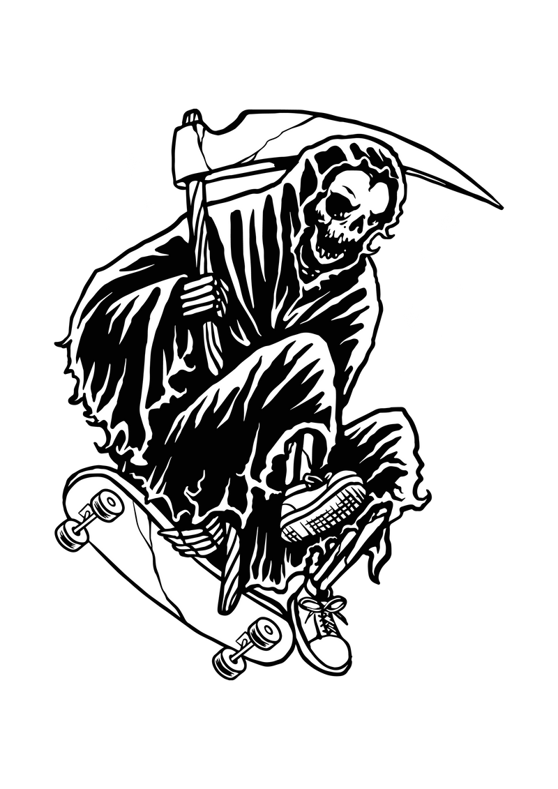 Grim Reaper & Skateboard