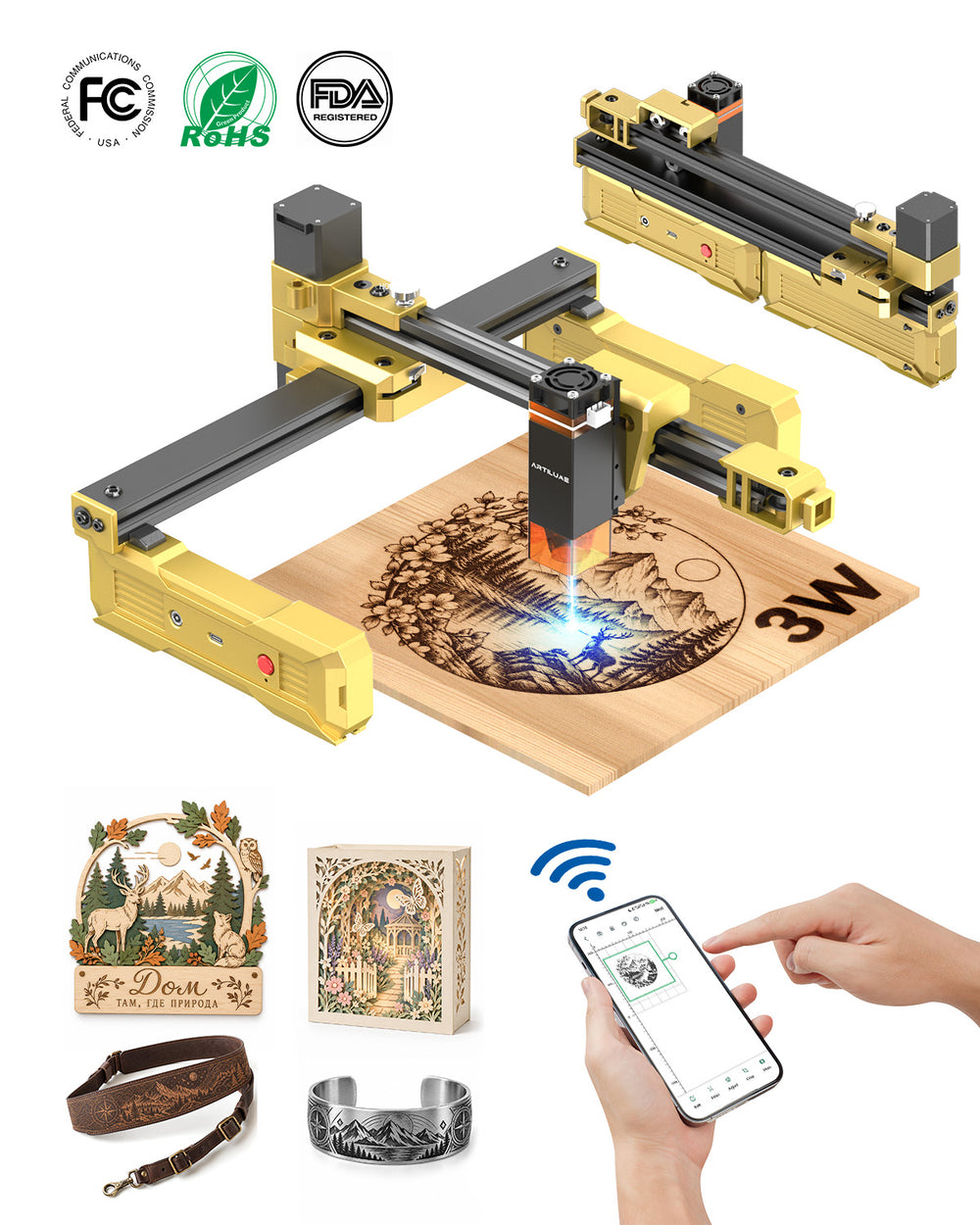 Artilume T1 Foldable Laser Engraver | Out-of-the-Box Portable Laser Engraver
