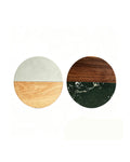 Set of 2 Round Marble Coasters – Black & White