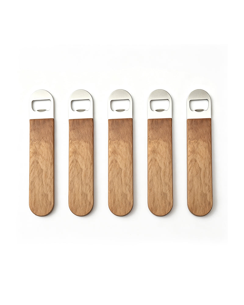 Set of 5 Long-Handle Wooden Bottle Openers for Laser Engraving